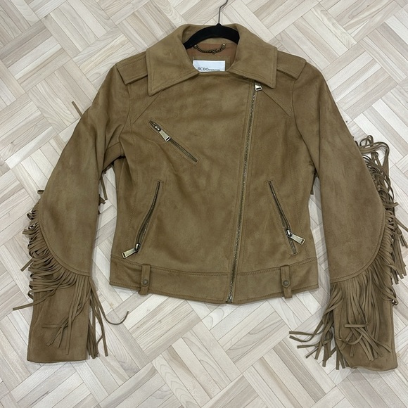 BCBGeneration faux suede fringed biker style jacket - Picture 8 of 9